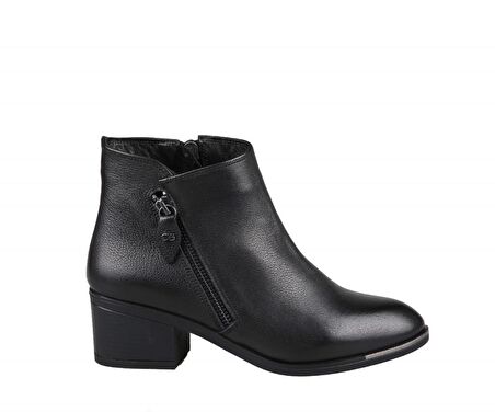 CASTLE BLACK 87503 Hakiki Deri Siyah Kadın Bot