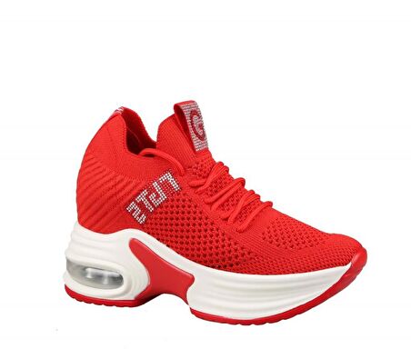GUJA 23y300-1 Dolgu Topuk Kırmızı Kadın Sneakers