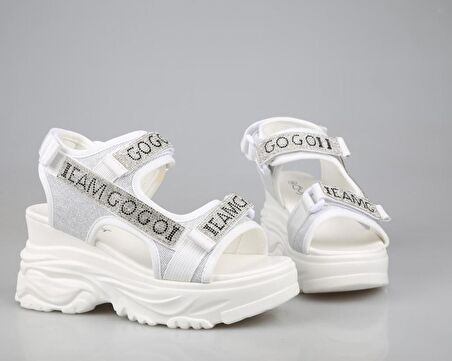 GUJA 24y363-1 Air Dolgu Taban Beyaz Kadın Sandalet