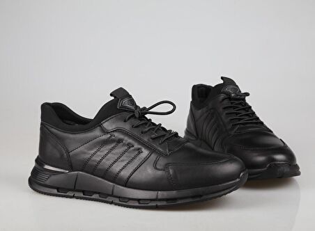 KOMCERO 3k1835 Hakiki Deri Siyah Erkek Günlük Ayakkabı