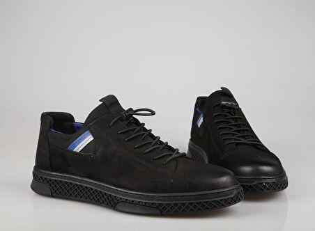 KOMCERO 3k9427 Hakiki Deri Siyah Nubuk Erkek Günlük Ayakkabı