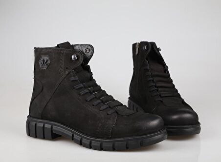 KOMCERO 3k8518 Hakiki Deri Siyah Nubuk Erkek Bot