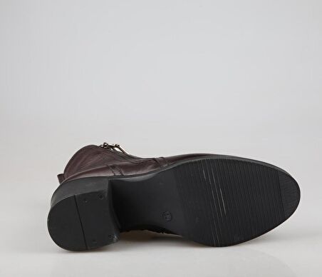 CASTLE BLACK 92163 Hakiki Deri Kahve Kadın Bot