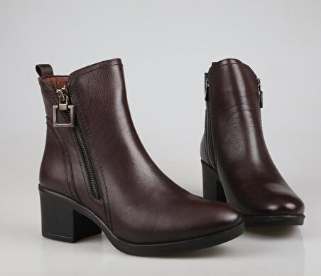 CASTLE BLACK 92163 Hakiki Deri Kahve Kadın Bot