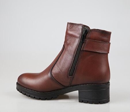 CASTLE BLACK 16463 Saf Deri Taba Kadın Bot