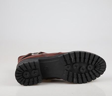 CASTLE BLACK 16463 Saf Deri Taba Kadın Bot