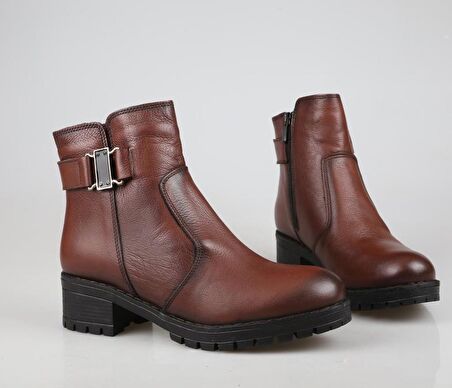 CASTLE BLACK 16463 Saf Deri Taba Kadın Bot