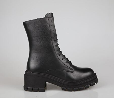 CASTLE BLACK 52671 Hakiki Deri Siyah Kadın Bot