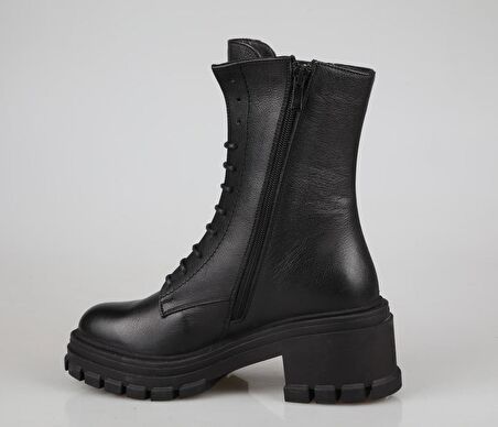 CASTLE BLACK 52671 Hakiki Deri Siyah Kadın Bot