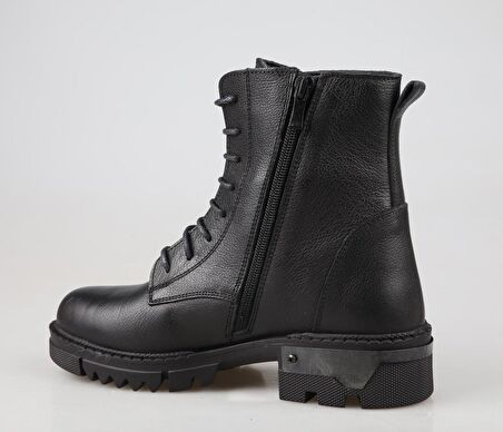 CASTLE BLACK 92537 Hakiki Deri Siyah Kadın Bot