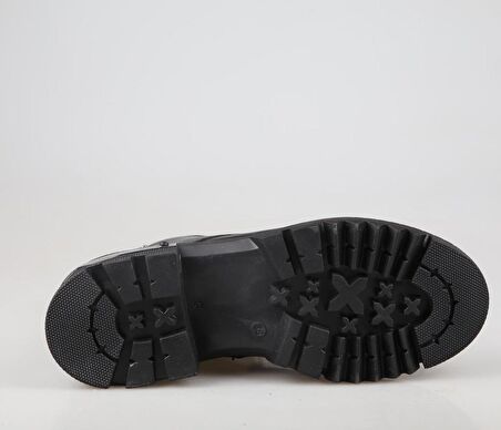 CASTLE BLACK 92537 Hakiki Deri Siyah Kadın Bot