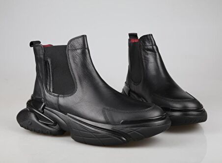 MARCOMEN 18476 Hakiki Deri Siyah Erkek Bot