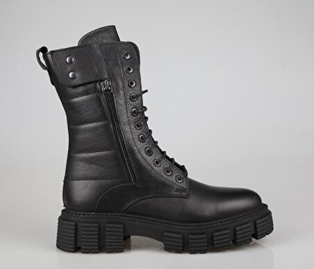 CASTLE BLACK 36871 Hakiki Deri Siyah Kadın Bot