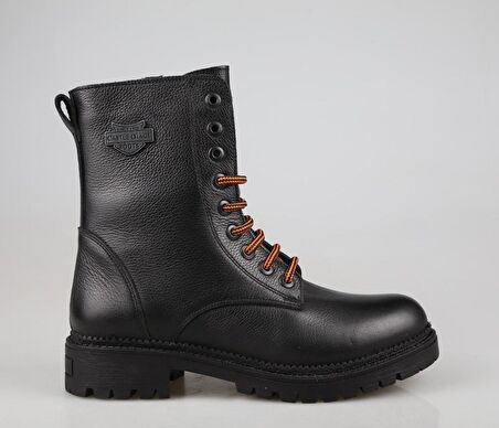 CASTLE BLACK 90006 Hakiki Deri Siyah Kadın Bot
