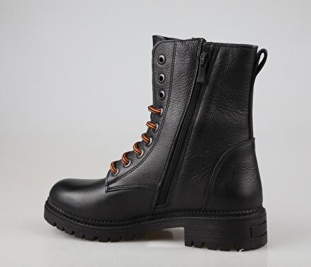 CASTLE BLACK 90006 Hakiki Deri Siyah Kadın Bot