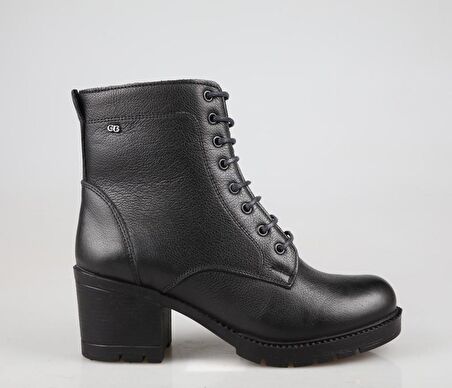 CASTLE BLACK 2615 Hakiki Deri Siyah Kadın Bot