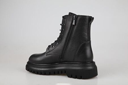 CASTLE BLACK 27400 Hakiki Deri Siyah Kadın Bot