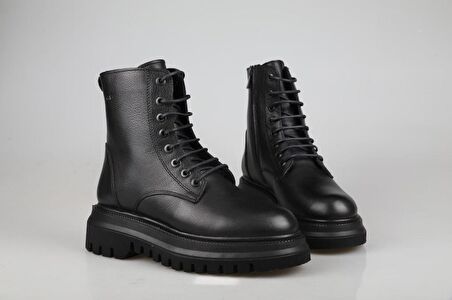 CASTLE BLACK 27400 Hakiki Deri Siyah Kadın Bot