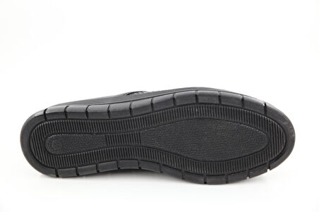 CASTLE BLACK 7021 Hakiki Deri Ortopedik Siyah Kadın Günlük Anne Ayakkabısı