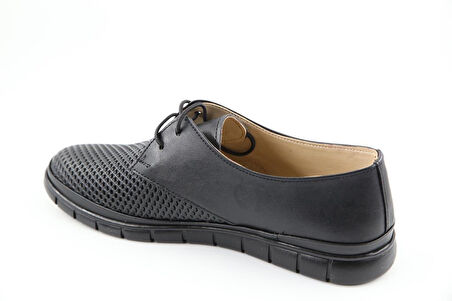 CASTLE BLACK 7021 Hakiki Deri Ortopedik Siyah Kadın Günlük Anne Ayakkabısı