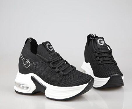 GUJA 24y300-14 Dolgu Topuk Siyah Kadın Sneakers