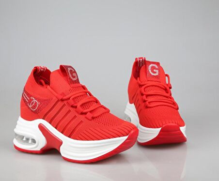 GUJA 24y300-14 Dolgu Topuk Kırmızı Kadın Sneakers