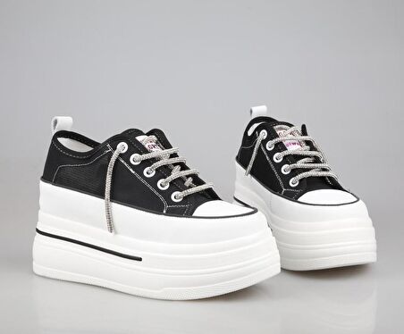 GUJA 24y345-10 Dolgu Topuk Siyah Kadın Sneakers