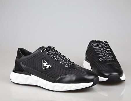 MARCOMEN 19498 Hakiki Deri Siyah-Beyaz Erkek Günlük Ayakkabı