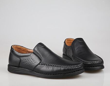 KOMCERO 4y015 Hakiki Deri Siyah Erkek Günlük Ayakkabı