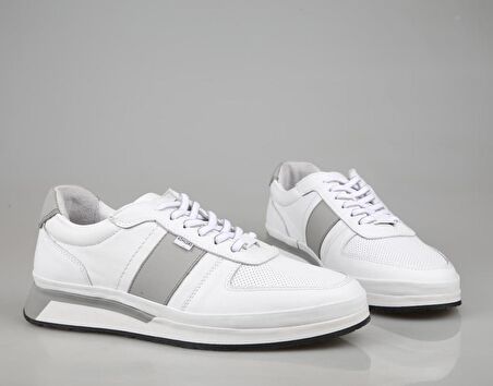 KOMCERO 4y0926 Hakiki Deri Beyaz Erkek Günlük Ayakkabı