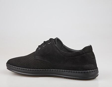 KOMCERO 4y1030 Hakiki Deri Siyah Nubuk Erkek Günlük Ayakkabı