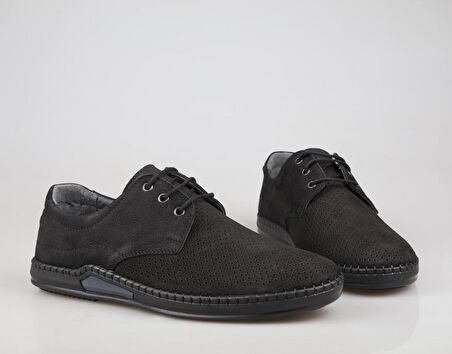 KOMCERO 4y1030 Hakiki Deri Siyah Nubuk Erkek Günlük Ayakkabı