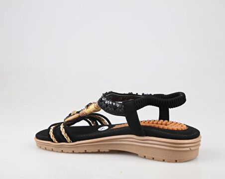 GUJA 24y120-4 Ortopedik Siyah Kadın Sandalet