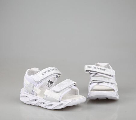 100h Işıklı Beyaz Çocuk Sandalet