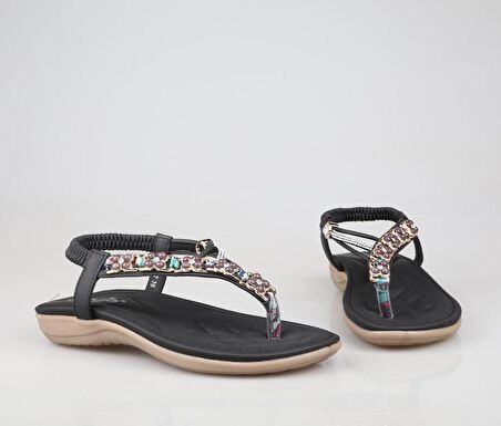 GUJA 24y150-2 Ortopedik Siyah Kadın Sandalet