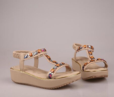 GUJA 24y121-2 Ortopedik Bej Kadın Sandalet