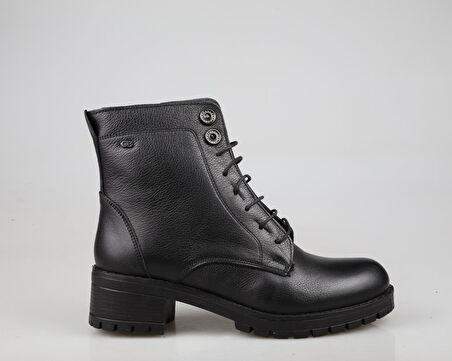 CASTLE BLACK 3680 Saf Deri Siyah Kadın Bot