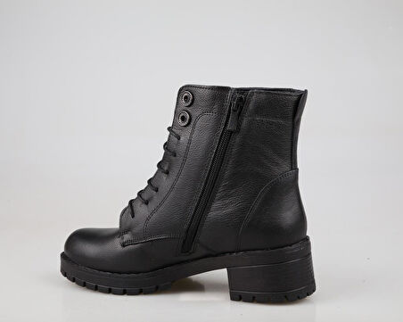 CASTLE BLACK 3680 Saf Deri Siyah Kadın Bot