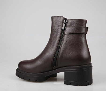 CASTLE BLACK 27362 Hakiki Deri Kahve Kadın Bot