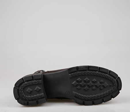 CASTLE BLACK 27362 Hakiki Deri Kahve Kadın Bot