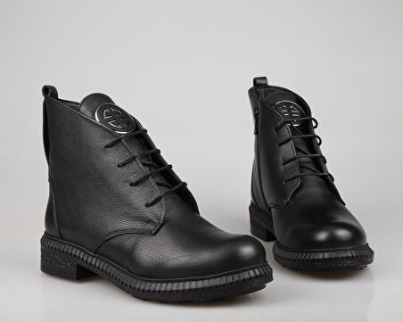 CASTLE BLACK 20915 Hakiki Deri Siyah Kadın Bot