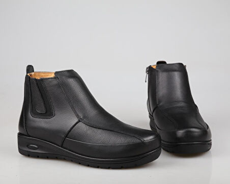 CASTLE BLACK 42759 Hakiki Deri Ortopedik Siyah Kadın Bot