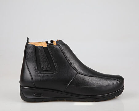 CASTLE BLACK 42759 Hakiki Deri Ortopedik Siyah Kadın Bot