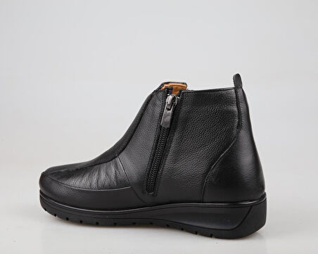 CASTLE BLACK 42759 Hakiki Deri Ortopedik Siyah Kadın Bot