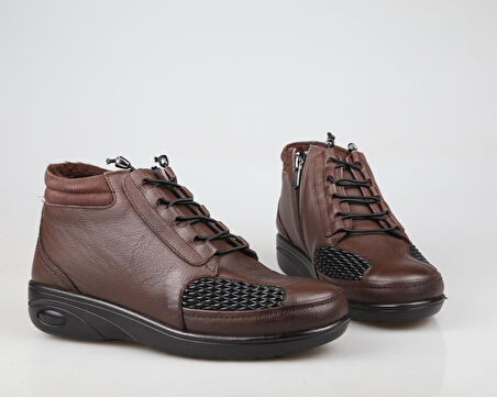 CASTLE BLACK 42645 Hakiki Deri Ortopedik Kahve Kadın Bot