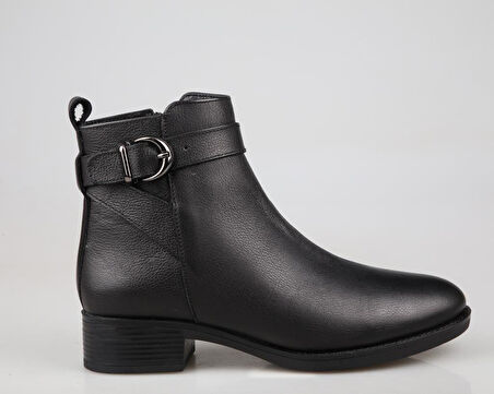 CASTLE BLACK 3202-1 Hakiki Deri Siyah Kadın Bot