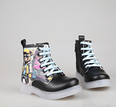 Bücür Ortopedi 600 Işıklı Siyah Mavi Çocuk Bot