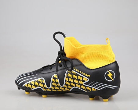 Cool Pele Çoraplı Krampon Siyah Sarı Çocuk Halı Saha Ayakkabısı