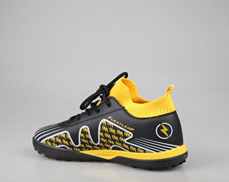 Cool Pele Çoraplı Siyah Sarı Çocuk Halı Saha Ayakkabısı