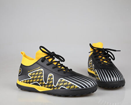 Cool Pele Çoraplı Siyah Sarı Çocuk Halı Saha Ayakkabısı